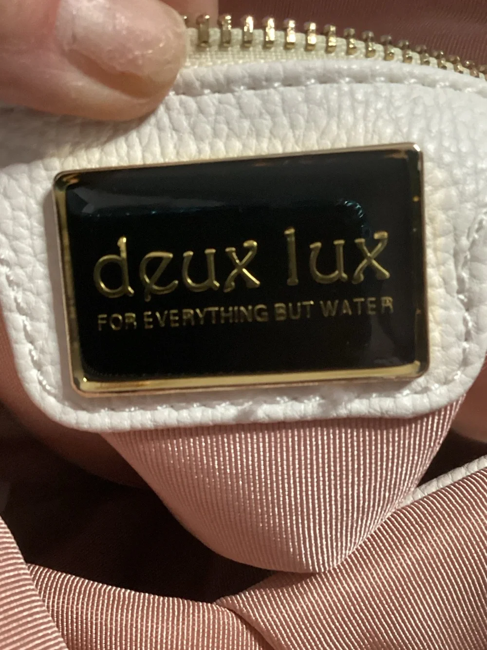 Deux Lux Clutch in Cream Leather w/Pink Lining